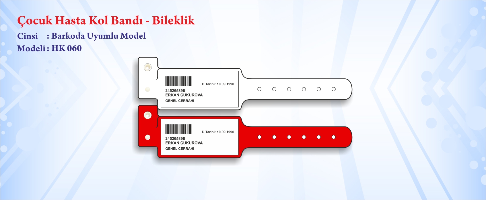 �ocuk Hasta Kol Band� Bileklik Barkoda Uyumlu Model